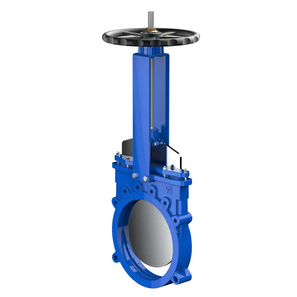 Bidirectional knife gate valve with stainless-steel + molybdenum body and metal-on-metal seat, DN900, PN10. PA520 series pneumatic actuator